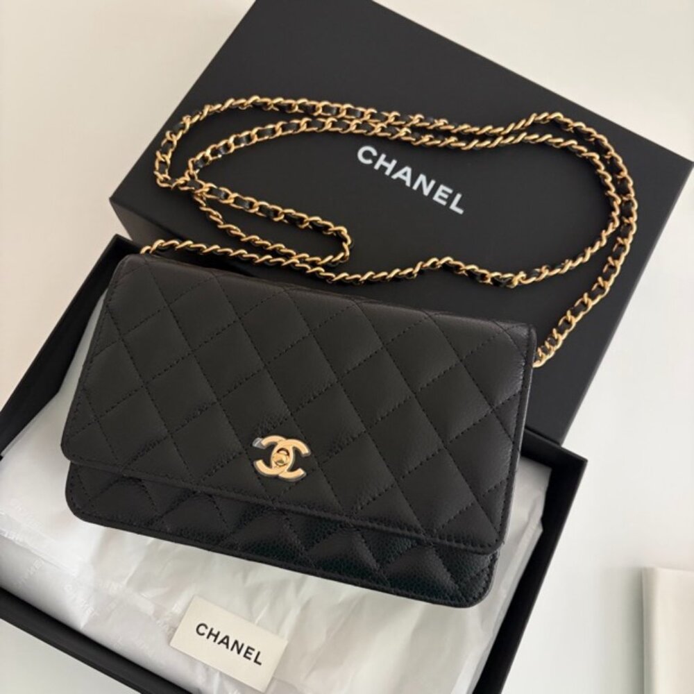 🩷SOLD!🩷 NEW Chanel WOC - 25B - Black Caviar Gold Hardware - Turnlock Closure